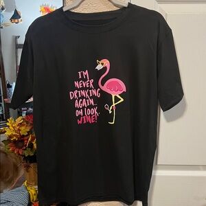 NEW URBANIC XL Black T-Shirt with Pink Flamingo Graphic